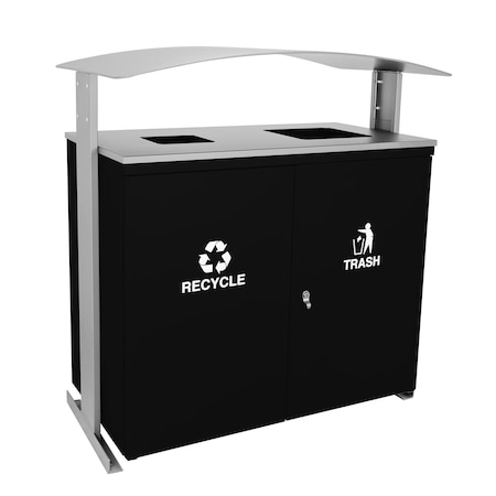 Ex-Cell Kaiser 90-Gal. Outdoor Receptacle - Steel, Black & Hammered Grey Trim RGU-3645 BLK/HMGX
